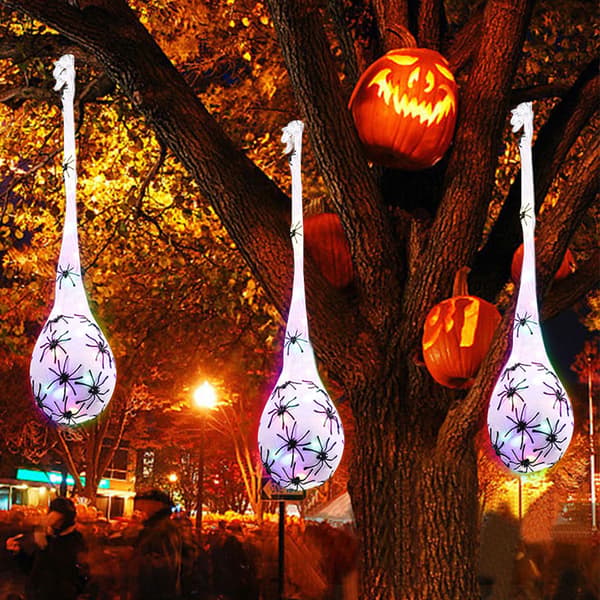Glödande Spider Web Egg Bag Glödande prydnad purple
