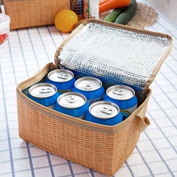 Bærbar frokosttaske i kunstrattan 22*14*12cm