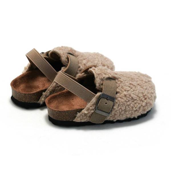 Lasten Fleece Elastiset Puukengät Baby Pojat Tytöt Pehmo Tohvelit Toddler apricot 34