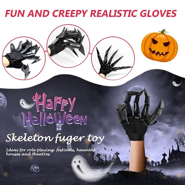 Halloween artikulerede fingre Fleksible fingerhandskerforlænger black 1 set