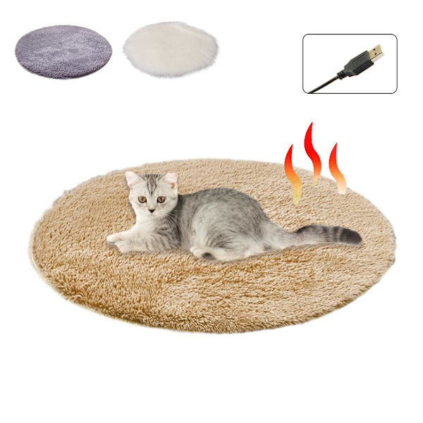 Vinter Pet Elektrisk Pad Tæppe Seng Plys Mat gray dia 40cm