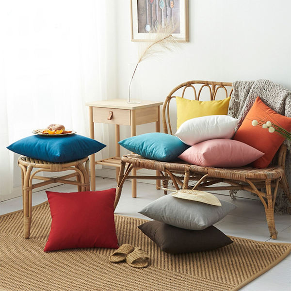 Solid vandtæt pudebetræk Enkel ren farve farvet polyester pudebetræk Vandtæt dekorativ pudebetræk til sofa Dots 45X45CM