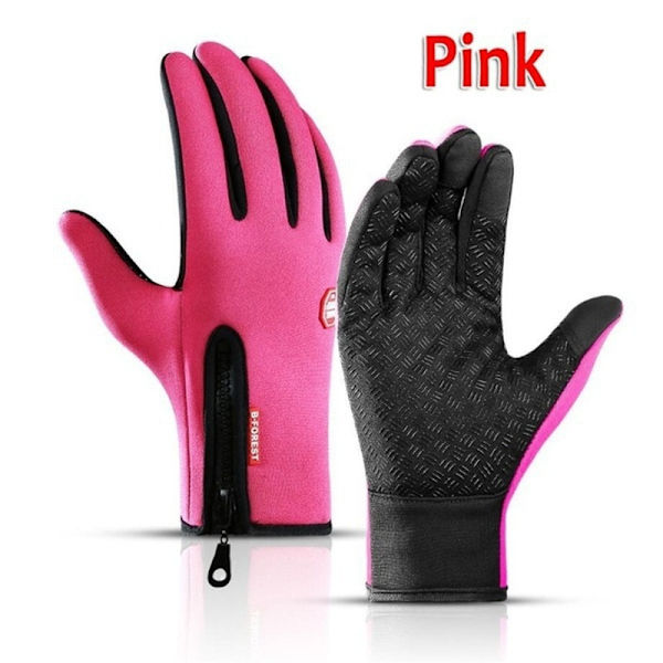 Hösten och vintern utomhus varma cykling vattentäta handskar pink M
