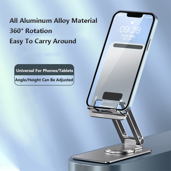 360 pyörivä alumiininen universal säädettävä tablet-teline silver 68*120*180mm