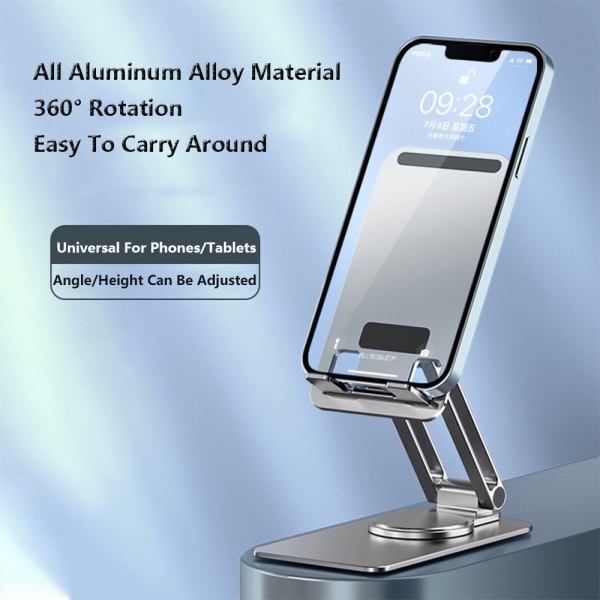 360 Rotation Aluminium Universal Telefon Justerbar Tablet Stand gray 68*120*180mm
