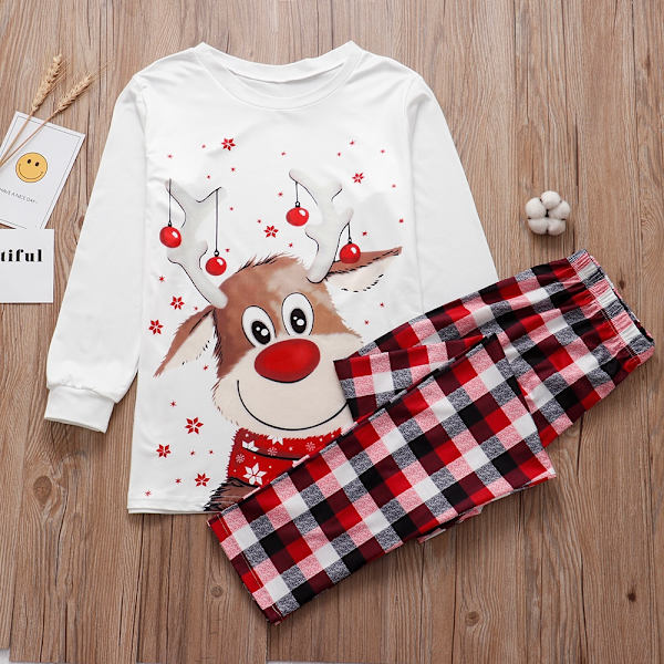 Joulukokoiset pyjamat aikuiset lapset perheeseen sopivat asut Top+housut Father M