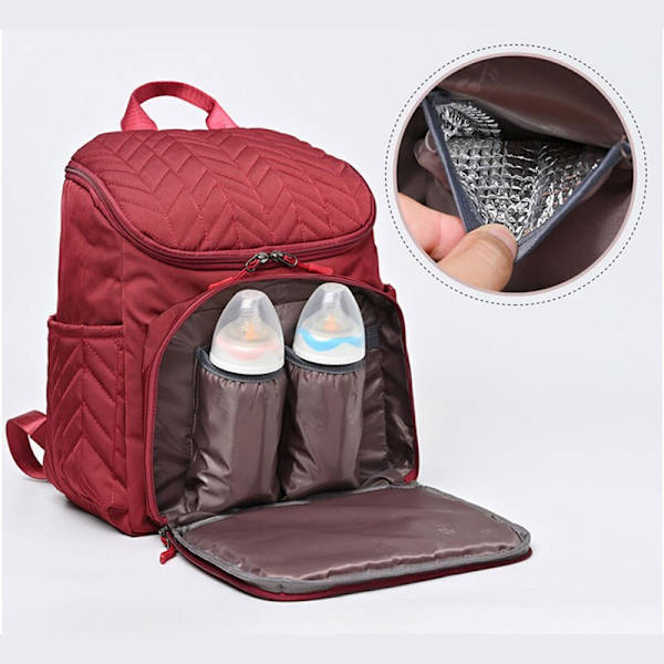 Babyble-taske med stor kapacitet Bærbar maternity-mor-rygsæk red 29*16*36cm