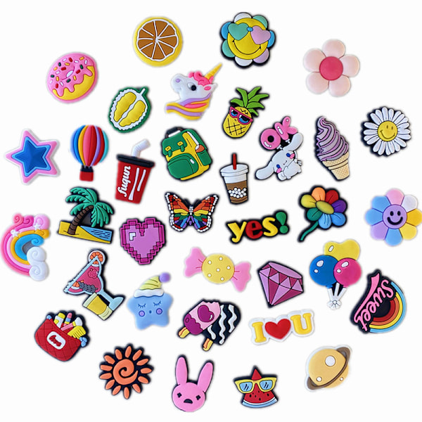 33 stk Skocharms, Skocharms til Sko Dekoration, Crocs Sko