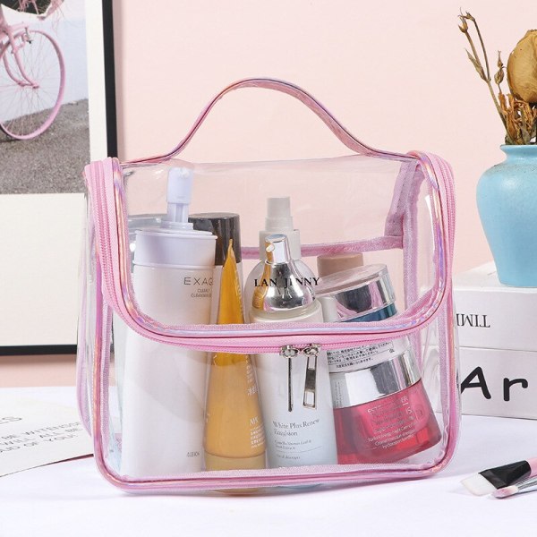 Kosmetiska väskor Klar PVC-dragkedja Makeup Transparent resepåse pink 23*19*12cm