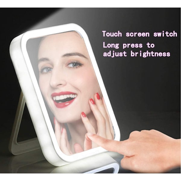 Bærbart LED Makeup Spejl Touch Screen 3 Light Foldbar white 18*13*2cm