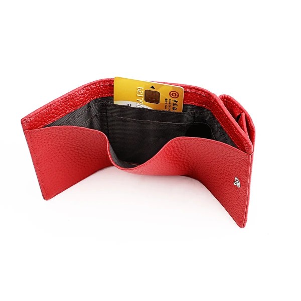 Damer Mini Plånbok Kvinnor Pu Läder Plånböcker Kvinna Kohud Plånböcker Bright red