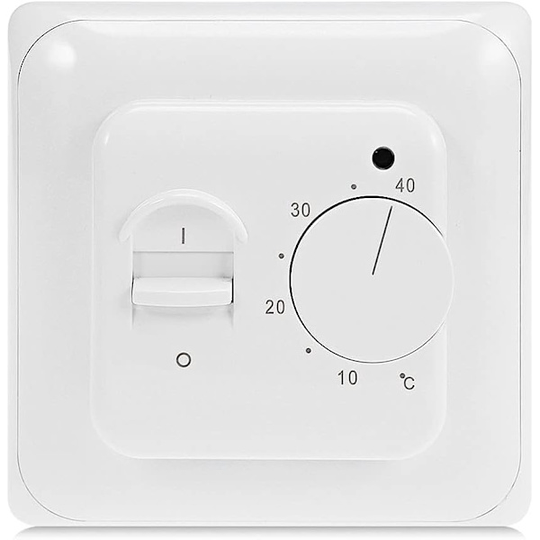 Manuell elektrisk golvvärmemostat med AC 220V 16A sond, mekanisk golvvärme termostatregulator [Energiklass A+++]