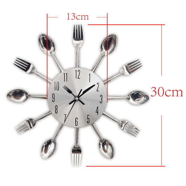 Metalliset ruokailuvälineet keittiökello color 32*32*4cm