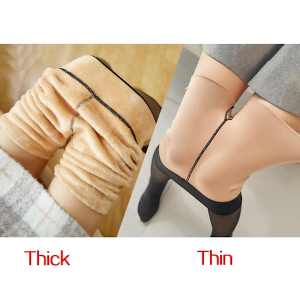 Vintervarme Dame Gennemskinnelige Tykke Fleece Slim Leggings khaki half foot 80g thin