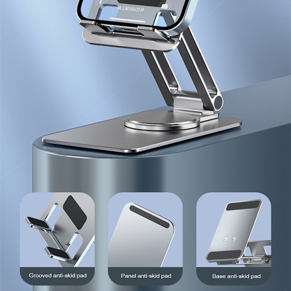 360 Rotation Aluminium Universal Telefon Justerbar Tablet Stand gray 68*120*180mm