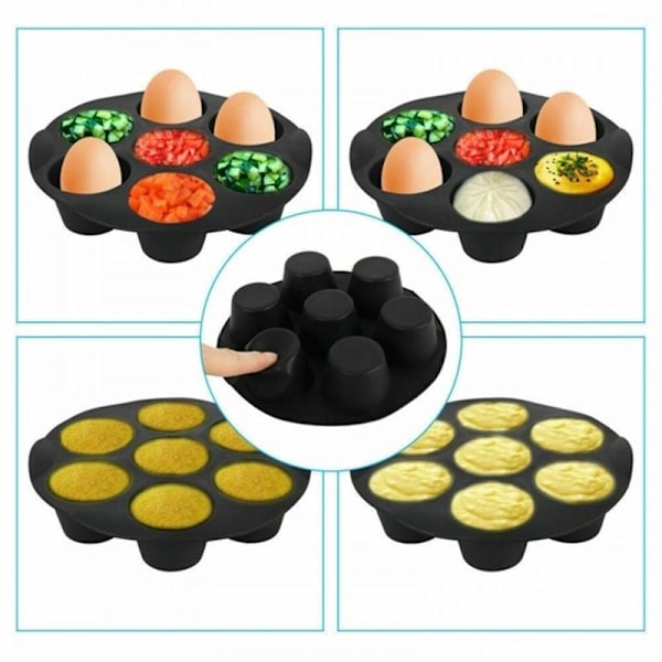 7 Selv silikone Air Fryer Cupcake-bagning af sorte muffinforme black small