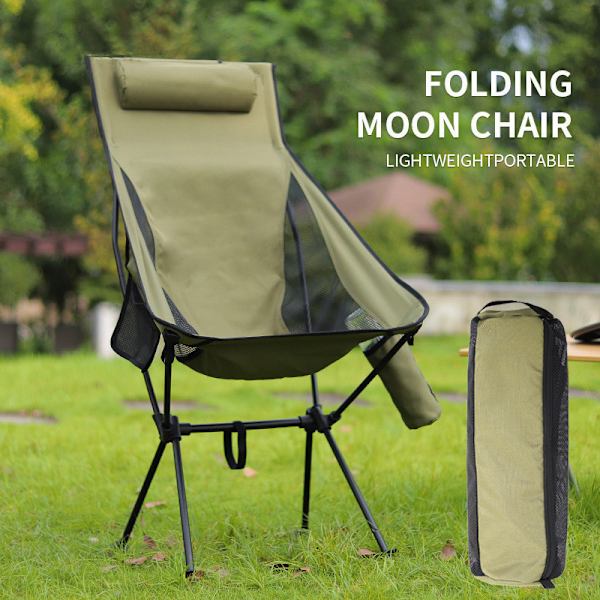 Udendørs foldecampingstol Ultralet aluminiumslegering armygreen 43*45*105cm