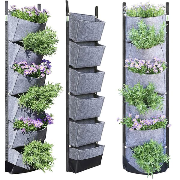 6 tasku vihreä pystysuora puutarhakassi gray 107*30cm