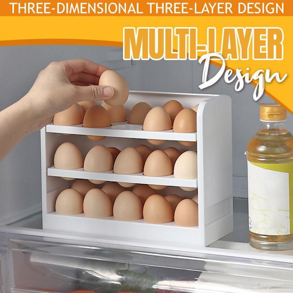 Tre lager Creative Flip Egg Förvaringsbox Kylskåp 1pc