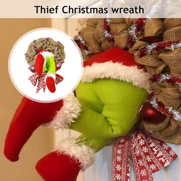 Christmas Burlap Design Hem Ytterdörr Elf Ben Kransbåge colorful small