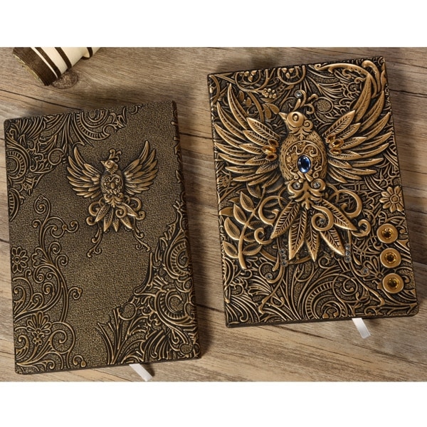 A5 3D-präglat läderutskrift Präglat Phoenix Diary Notebook Multicolor