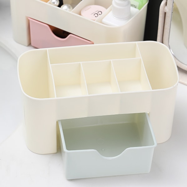 Makeup Organizer Box Multifunktions skrivbordsförvaringsbox white+green 21*11*10cm