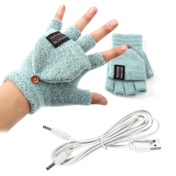 USB Electric Gloves Lämmitys Cabriolet Fingerless Glove light gray