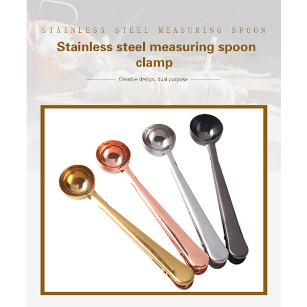 To-i-en forseglingsclips for kaffeske i rustfrit stål rosegold 17.5x3.7cm
