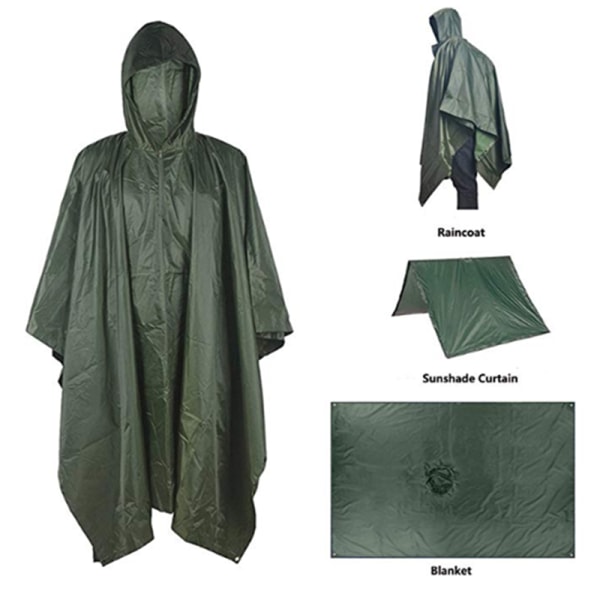Multifunktionel militær vandtæt regnfrakke udendørs army green 140*200cm