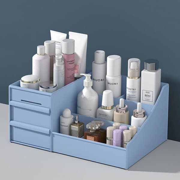 Makeup Organizer Kosmetisk förvaringslåda med stor kapacitet blue
