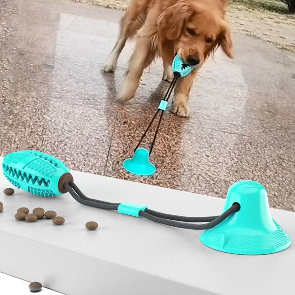 Hundelegetøj Silicon Sugekop Tug Interaktiv Hundebold Legetøj til Pet Chew Bite green tuo yuan