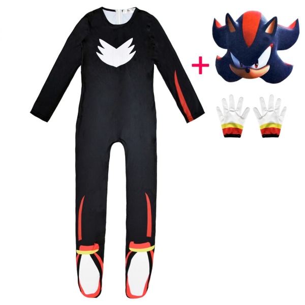 Jumpsuits til børn med maske Sonics Cosplay kostume til børn black 160cm