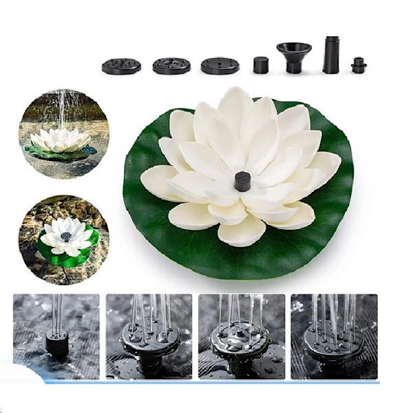 Solar fontene pumpe fuglebad utendørs hage flytende vann fontene sol simulering modellering pumpe pads hage dekor 1.2W White