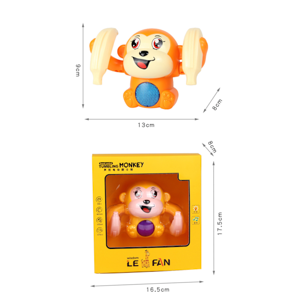 Tumbling Rolling Monkey Stemmekontrol tegneserie børnelegetøj orange 13*8*9cm