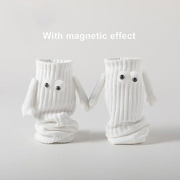 Hånd i hånd-strømper venskabsstrømper magnetiske strømper håndholdte venskabsstrømper sjove 3D-dukkeparstrømper 1 Pairs white