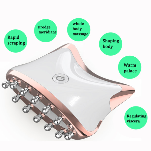 Microcurrent Guasha Anti-wrinkle Beauty Relaxation Massager gold+white 98*78*32mm