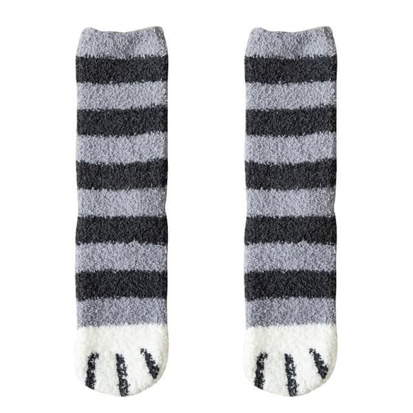 Plysch vinter tecknad mönster bomullsstrumpor black gray