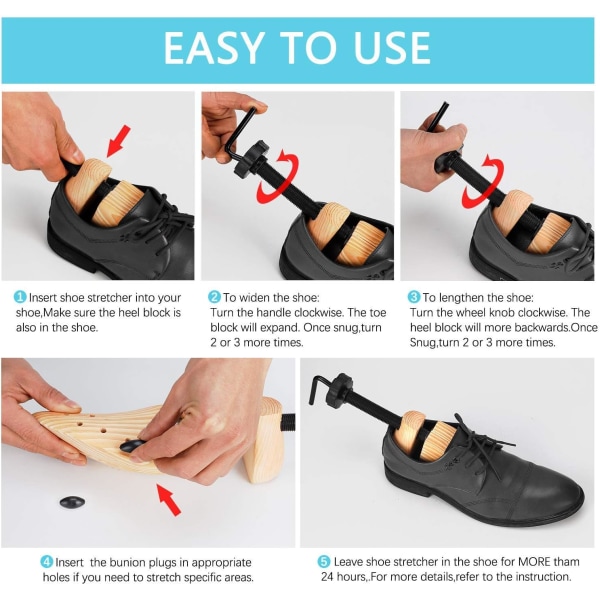 1 par Way Shoe Trees Träskobår, justerbar stor storlek