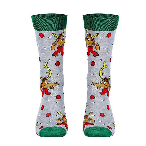 Christmas The Grinch Theme Novelty Socks Xmas Herr am Mid Calf Socks Accessoar Present Es G