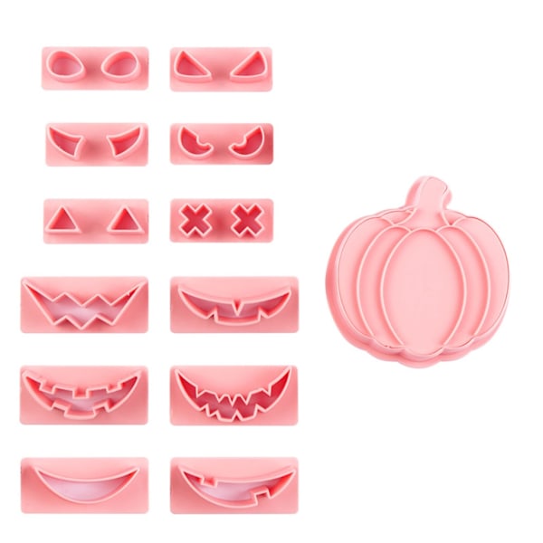 13 st Halloween Pumpa Kex Utskärare Kakstämplar Fondant Form Plast Kakformar Baktillbehör