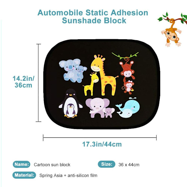 Bil SunShade Sidevindue Tegnefilm Vindue Til Børn Voksne Adsorption SunShade Cover Auto Bagside Side Rude Solskærm Mesh 2pcs