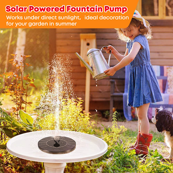 Solar Bird Bath Garden Kelluva suihkulähde black 13cm