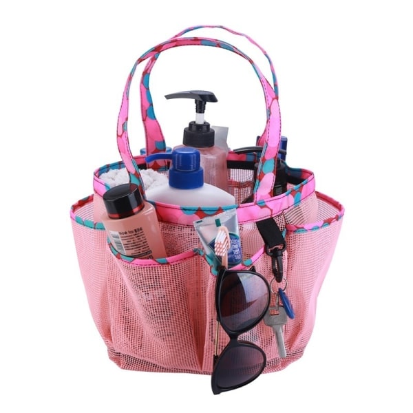 Portable Mesh Shower Caddy Quick Dry Badtoalettväska black spot 20*20cm
