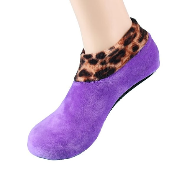 Mænd Kvinder Tykke Vinter Varme Sokker Skridsikre Indendørs Gulv Bløde Casual Slipper Strømpebukser Light Purple Female