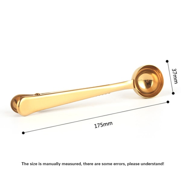Två-i-ett förseglingsklämma för kaffesked i rostfritt stål rosegold 17.5x3.7cm