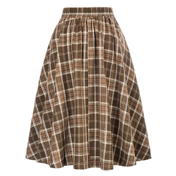 Kvinnors rutigt ullkjolar A-linjainen Tartan långa kjolar Red M