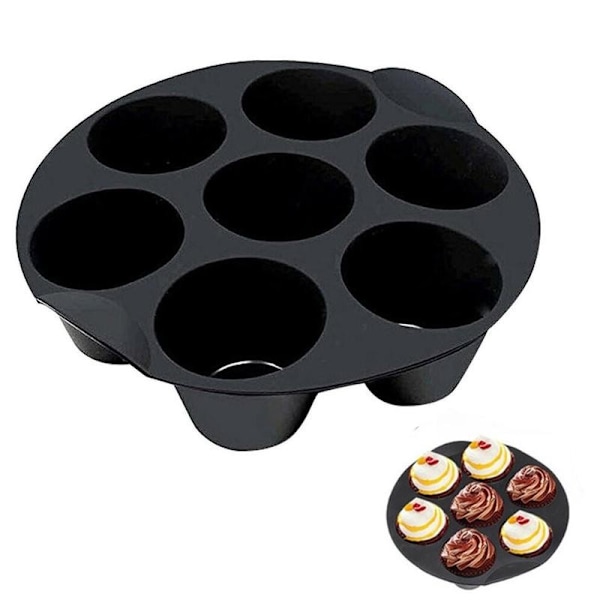 7 Selv silikone Air Fryer Cupcake-bagning af sorte muffinforme black small