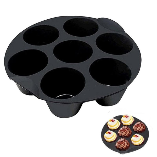 7 Tasaista silikonista ilmakeitin Cupcake leivontamusta molds black small