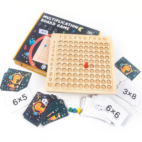 Trä multiplikation brädspel Barn lärande leksaker wooden 22.5x22.5cm