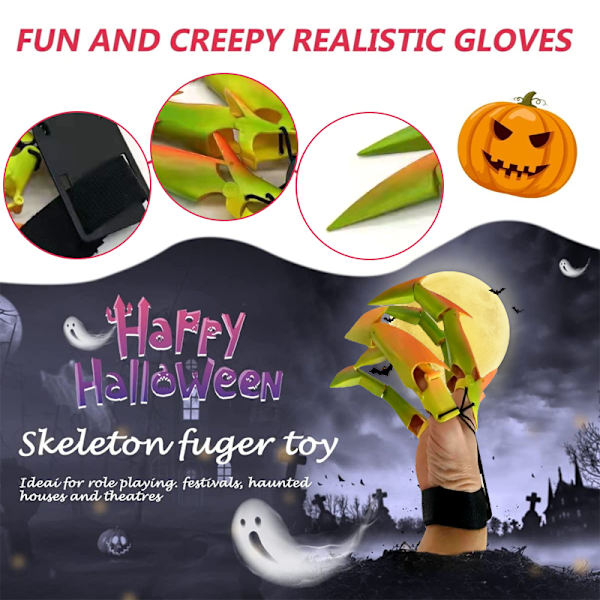 Halloween artikulerede fingre Creative Funny Finger Ghost Claw red,green,yellow left